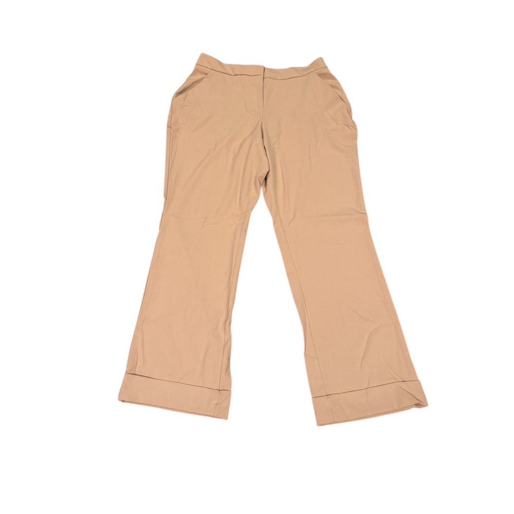 NWT Hybrid & Company Women Beige Wide Leg Pants Trousers‎ Elastic back Size XL
